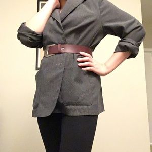 Vintage Gray Plaid Blazer, Size S/M